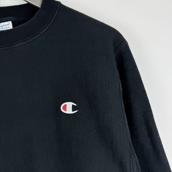 Champion Reverse Weave Crewneck Sweatshirt Mens Size Small Black Pullover - Picture 5 of 14